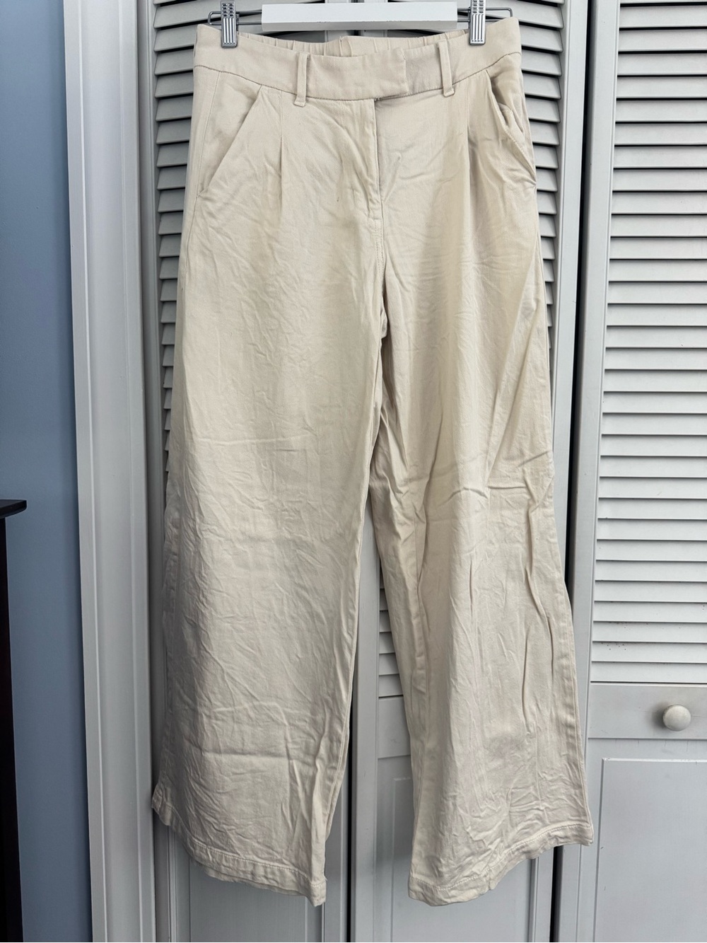 Women's Cream Wide-Leg Pants